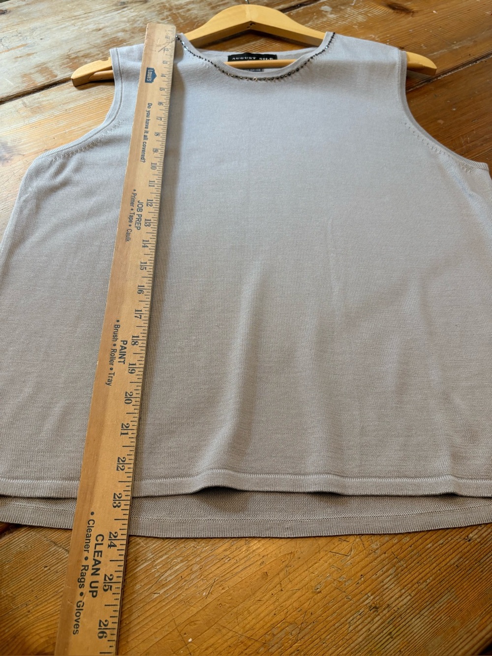 August Silk 100% Silk Shell XL Light Gray Beaded Sleeveless Blouse - Picture 9 of 12